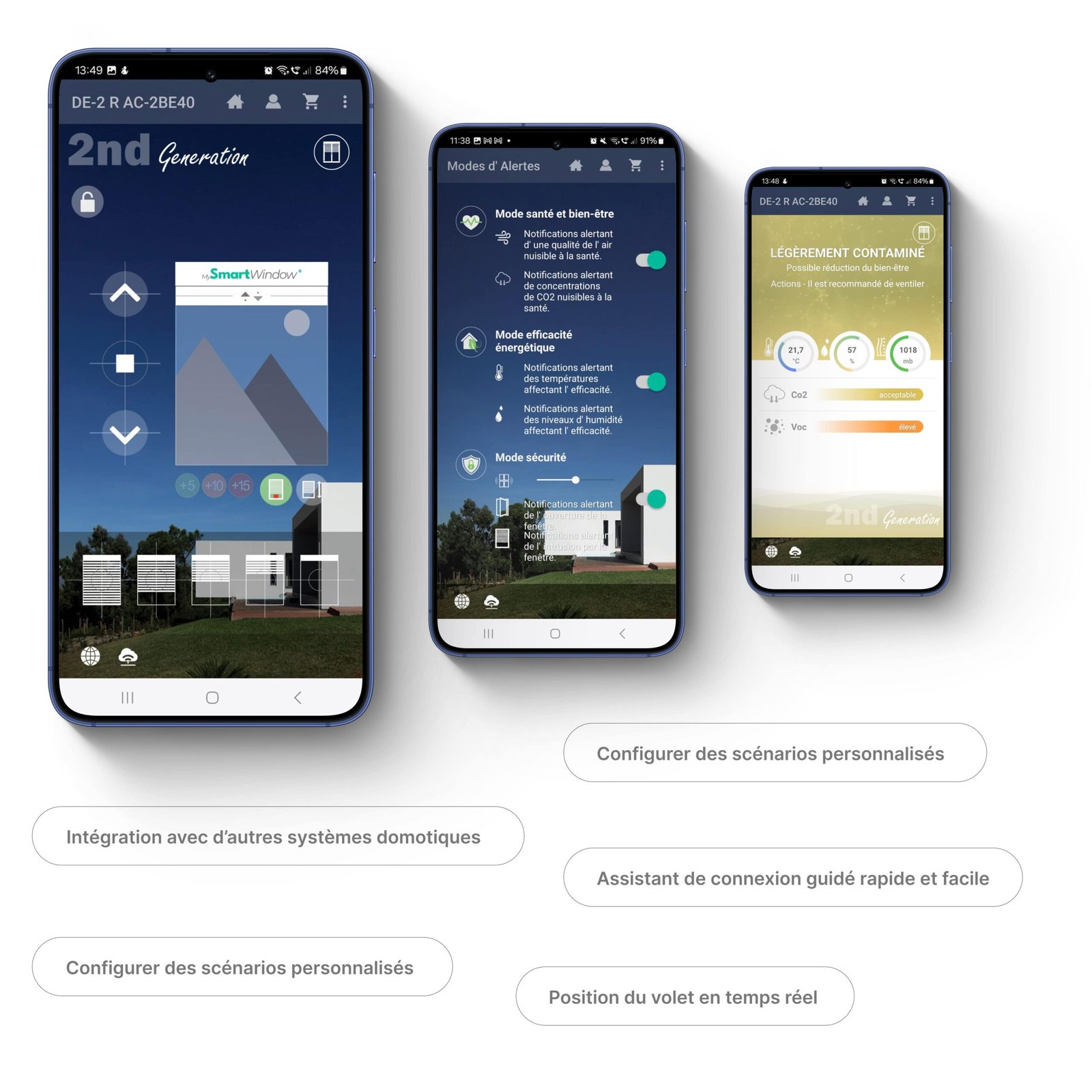 Écrans de l’application MySmartWindow